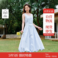 茵曼（INMAN）歐若風(fēng)無袖連衣裙2025夏季女裝新款a字背心裙迷霧藍(lán)-W18528546 XL