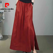 皮爾卡丹（pierre cardin）橘紅色亞麻半裙女2025夏季新款高腰寬松側(cè)開叉A字裙時(shí)尚氣質(zhì)長裙 橘紅色 XL 建議116-125斤