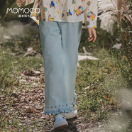 瑪米瑪卡（MOMOCO）兒童褲子女童秋季童裝時(shí)尚洋氣微喇牛仔長(cháng)褲