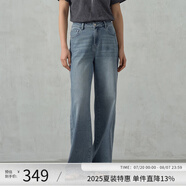 阿依蓮【商場同款】時尚牛仔褲夏季女2025新款薄款洋氣直筒高腰顯瘦褲子 牛仔藍 M