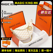 MAGIC KING MK品牌輕奢牛皮包包女包高級感餃子包老花胸包腰包鏈條斜挎包 奶白色大號頭層牛皮+專柜禮盒 頭層牛皮+專柜禮盒