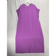 曼森雪蓮男拖地裙連衣裙深V領(lǐng)迪拜王子棉大碼家居服薄睡衣短袖浴袍特長(cháng)款 紫紅色 均碼 超大號