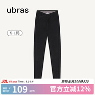 ubras仿牛仔高腰收腹加絨打底褲女保暖時(shí)尚高彈可外穿 黑色交叉款 1條 M