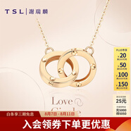 謝瑞麟（TSL）18K金項鏈女款雙環(huán)玫瑰金彩金項鏈送女友BC152七夕禮物 45cm K黃-項鏈