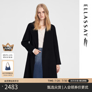 歌力思（ELLASSAY）【博主同款】秋冬新款翻領寬松廓形雙面羊毛大衣女EWB346D02100 經典黑 L
