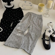 千碩森女童波點(diǎn)喇叭褲春夏款兒童裝打底褲韓版防蚊褲女寶寶洋氣薄款褲子 灰色 120
