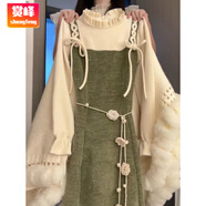 賞峰韓系穿搭森系復古法式長(cháng)袖連衣裙冬季新款寬松顯瘦拼接假兩件長(cháng)裙 主圖款 【關(guān)注店鋪送小禮物】 XL