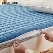 漂傲床笠罩全包床笠六面床罩套拉鏈床墊套乳膠保護套棕墊學(xué)生宿舍海綿 針織水洗-水墨藍適用8-11cm厚 全包拉鏈床墊套 180cm*200cm