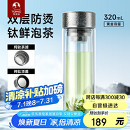 特美刻（TOMIC）抗菌玻璃杯雙層純鈦杯辦公車載水杯男高檔茶杯子男士禮物