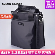 Colrtn Kwecr男士斜挎包2024新款休閑手提電腦包商務(wù)公文包大容量單肩包奢侈品 CK黑色小號26*23*9