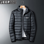 JEEP SPIRIT吉普輕薄羽絨服男短款冬季外套男士鴨絨立領(lǐng)純色保暖防寒男裝服飾 16050黑色（立領(lǐng)） 2XL （150斤-170斤）