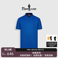 比音勒芬（Biemlfdlkk）【冰氧吧】2025春夏新款男休閑上衣多色抗菌涼感舒彈短袖POLO衫T 05藍(lán)色 L （105）