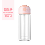 邦達玻璃水杯辦公室女生網(wǎng)紅可愛高顏值帶蓋便攜喝水男泡茶杯子外帶 270ml粉色