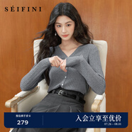 詩凡黎（'SEIFINI）詩凡黎涼感天絲老錢萊賽爾POLO絞花針織衫25夏新薄圓領(lǐng)短袖開衫女 中灰 長袖V領(lǐng)開衫 S