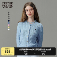 Teenie Weenie【趙露思同款】小熊女裝毛衣新款黃色針織衫空調(diào)開衫 藍色 S