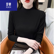羅蒙（ROMON）半高領(lǐng)雙面德絨打底衫女高級(jí)感秋冬內(nèi)搭修身25新款春秋中領(lǐng)上衣 高檔品牌黑色+女裝十大品牌 XL 【建議110-120斤】+女裝十大品牌