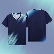 慕蝴蝶乒乓球服男女款上衣夏季成人兒童速干比賽隊服訓練營乒乓球衣定制 7701寶藍單上衣（男女同款） S 碼【建議身高150-160cm】