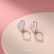 夢(mèng)銀格純銀耳釘9999足銀養耳洞素圈耳環(huán)迷你百搭簡(jiǎn)約耳骨官方正品防過(guò)敏 s999銀耳扣貓爪鋯石耳環(huán)耳圈粉色 一對