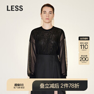 LESSV領(lǐng)雙層套頭落肩寬松薄款針織衫女2N3314000 001/本黑 M
