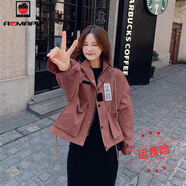 AEMAPE短外套女工裝短款風(fēng)衣2025秋冬季新款韓版寬松百搭 磚紅色  M