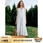 ELLE【明星同款】拾貝少女海軍領連衣裙女2025夏季新款減齡小白裙 白色 S