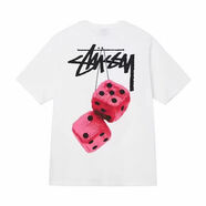 斯圖西（stussy）歐美潮牌stu斯圖印花高街休閑短袖男女寬松百搭t恤情侶裝半袖上衣 白色【紅骰】 S