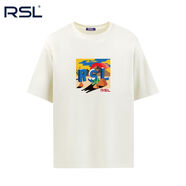 亞獅龍正品T恤夏季寬松半袖圓領(lǐng)簡(jiǎn)約休閑羽毛球服字母印花時(shí)尚 【杏色】印花39 2XL