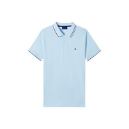 GANT【100%棉】夏季男士撞色設(shè)計翻領(lǐng)商務(wù)休閑短袖T恤POLO衫 406天藍(lán) L