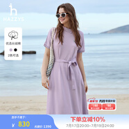 哈吉斯（HAZZYS）女裝 夏款斜領(lǐng)氣質(zhì)時(shí)尚女針織連衣裙AQWSE03BF02 淺紫色LA L (165/88A 40)