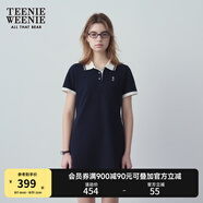 Teenie Weenie小熊夏季撞色Polo休閑通勤簡(jiǎn)約白色連衣裙時(shí)尚收腰短裙女 藏青色 M (165)