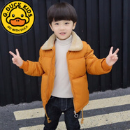 G.DUCKKIDS男童羽絨棉服冬裝手塞棉外套2023新款4-12歲兒童中大童棉襖加厚冬 焦糖色 毛領(lǐng)棉衣 150 建議身高141cm左右