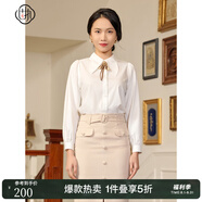 固執(zhí)（OBSTINATE）春季新款長(zhǎng)袖蝴蝶結(jié)襯衫女10831CS07777 米白色 S 160/80A