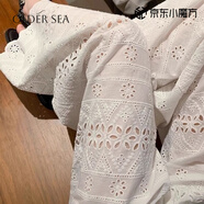 OLDER SEA外穿女裝秋季新款高腰蕾絲鏤空時(shí)尚闊腿褲胖mm寬松顯瘦直筒休閑褲 杏米色 S 【85-90斤】