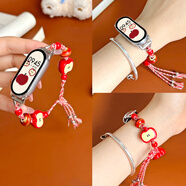 學(xué)長(cháng)家適用小米手環(huán)10/9表帶創(chuàng  )意手繩款8/7nfc版手腕帶夏天智能運動(dòng)九十代高級感6女生5女生4小香風(fēng)表鏈 蘋(píng)果手繩款-紅色 適用：小米手環(huán)10表帶【陶瓷特別版】