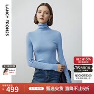 朗姿【王楚然同款】純羊毛高領(lǐng)針織衫春冬內(nèi)搭打底上衣曠野美拉德 天藍(lán)色 M