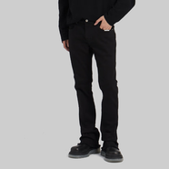 UNKNOWTAL美式水洗拼接布破壞做舊休閑男牛仔褲高級感百搭情侶微喇叭長(cháng)褲 黑色【常規款】 M