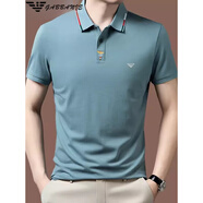 EMPORIO ARMANI EA7阿瑪尼短袖t恤男士純·棉刺繡翻領(lǐng)Polo汗衫中年夏季新款半袖T恤 A1823淺藍(lán)色 S 165建議100-120斤