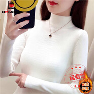 AEMAPE針織衫女2025春秋冬新款韓版加絨加厚半高領(lǐng)毛衣打 MX-7201L_白色 加絨 S _85-105斤