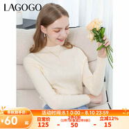 lagogo多巴胺多色修身軟糯針織衫女拉谷谷2024冬新款半高領(lǐng)打底衫 米色(T2) M 160/38