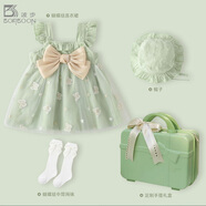 波步（BORBOON B）女寶寶連衣裙秋裝嬰兒衣服一歲女寶周歲禮服公主裙小月齡裙子女童 【禮盒】綠色公主裙 90