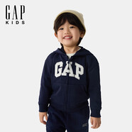 GAPGap男幼童2025春季新款經(jīng)典大logo拉鏈連帽衛(wèi)衣兒童裝美版744384