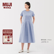 無印良品（MUJI）女式 涼感 短袖連衣裙 女裝裙子25年夏季連身裙涼感物語 BC2LKA5S 薩克森藍 S (155/80A)