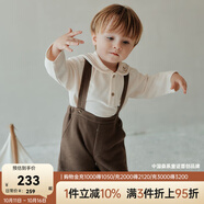 OAK FAMILY秋季新品男女寶寶背帶褲短褲嬰兒連體褲外出兒童褲子 棕色 100
