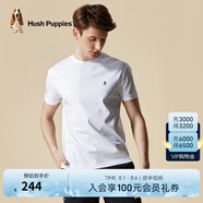 Hush Puppies暇步士男裝夏季男士純色圓領(lǐng)短袖T恤 白色-019 2XL