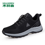 木林森（MULINSEN）2025新款男鞋軟底舒適中老年爸爸運動健步鞋老人防滑戶外休閑旅游 黑色高端輕奢防滑耐磨 40