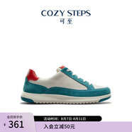 COZY STEPS可至男女款春夏盈動(dòng)系列輕盈柔軟透氣牛皮板鞋休閑運(yùn)動(dòng)鞋 (女)香草奶白色+銅綠色+熔巖紅 38