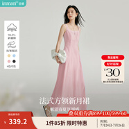 茵曼（INMAN）章若楠同款歐若風法式吊帶連衣裙2025夏季新品女裝淡鵝黃色裙子 粉色（方領)【好評返現(xiàn)】 S