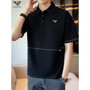 EMPORIO ARMANI EA7阿瑪尼寬松短袖t恤男40支精紡絲光珠地面料翻領(lǐng)polo汗衫男 黑色 M 體重100-125斤