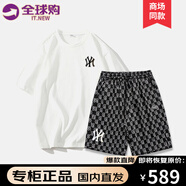 IT.NEW品牌聯(lián)名短袖t恤男士夏季新款簡(jiǎn)約圓領(lǐng)打底衫男休閑百搭上衣服 白色(H)+8515黑色B(褲小一碼) 2XL （建議145-160斤）
