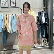 紅袖（hopeshow）女士?jì)?yōu)雅時(shí)尚連衣裙89324331610 中國風(fēng)花鳥(niǎo)圖案 L